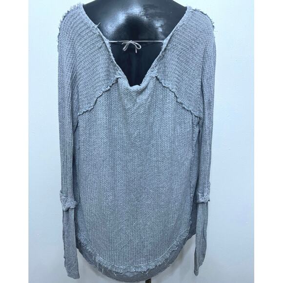 We The Free By Free People Tunic Top Raw Hem Open Tie Back Sz P/S Oversized Boho - Picture 2 of 6